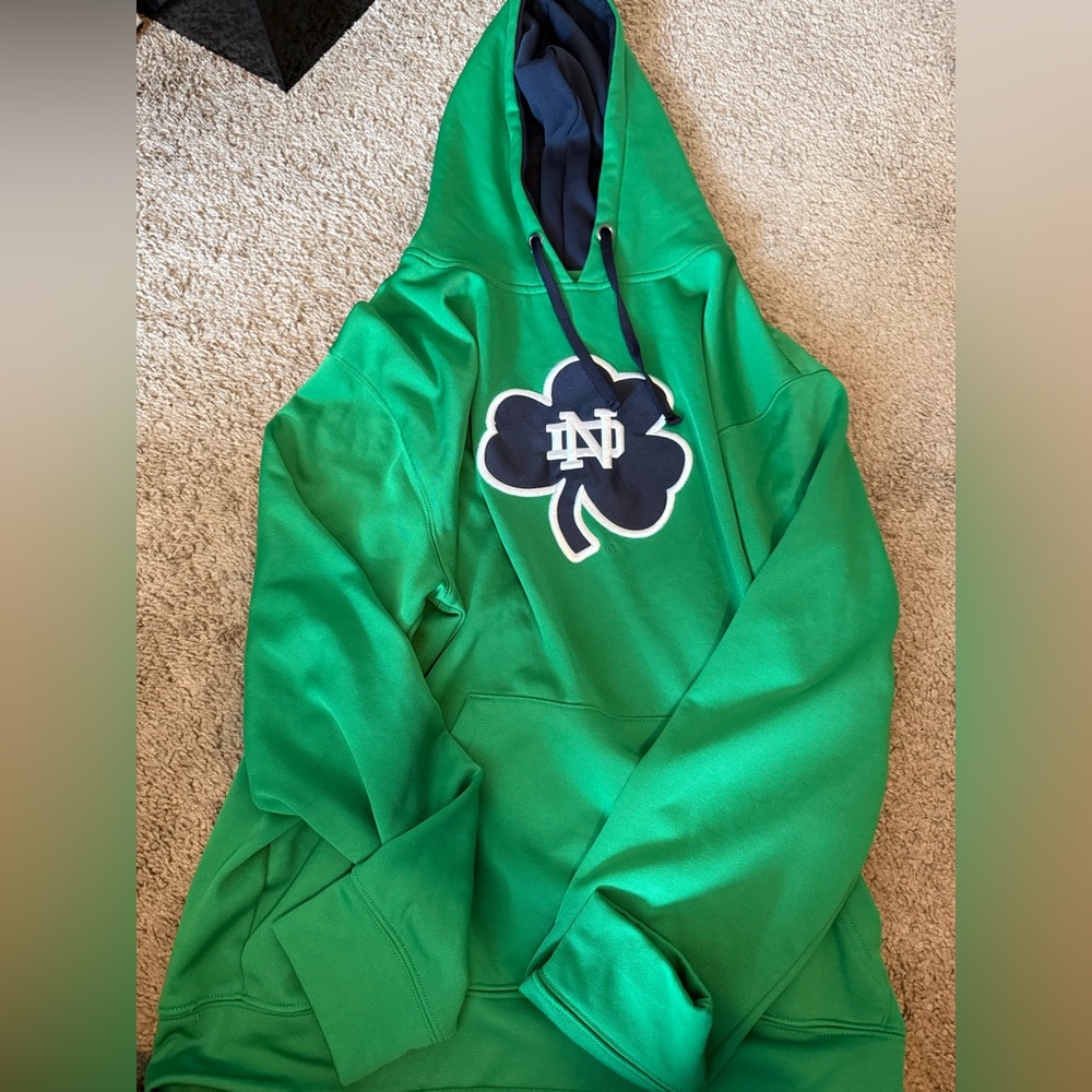 Stadium Athletics Green and Navy Hooded Sweatshirt